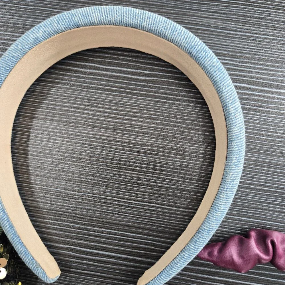 3 Stylish Headbands lot Pink, Blue, Black Glitter